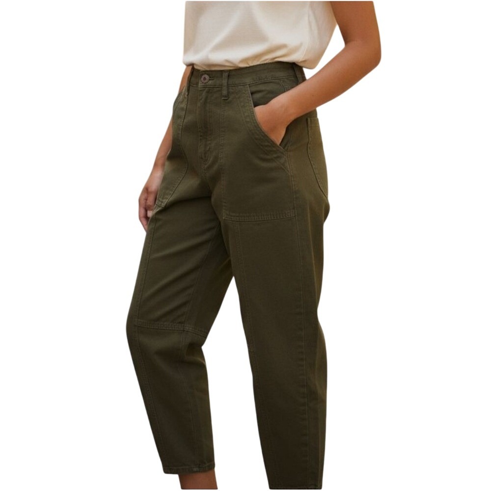 Universal Thread Olive Green High Rise Cropped Wide Leg Cargo Pants - Picture 3 of 11